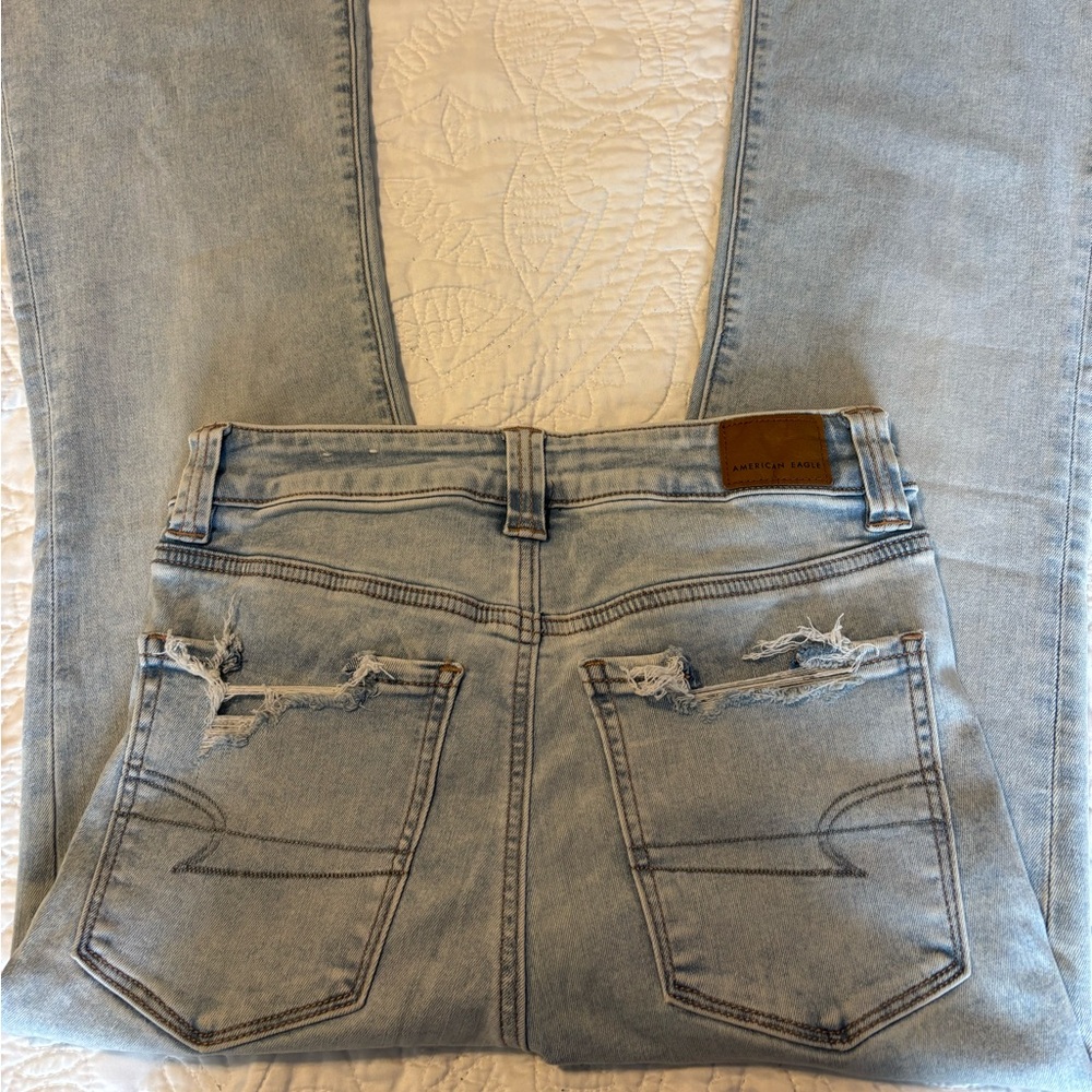 American Eagle washed flared high waisted jeans
